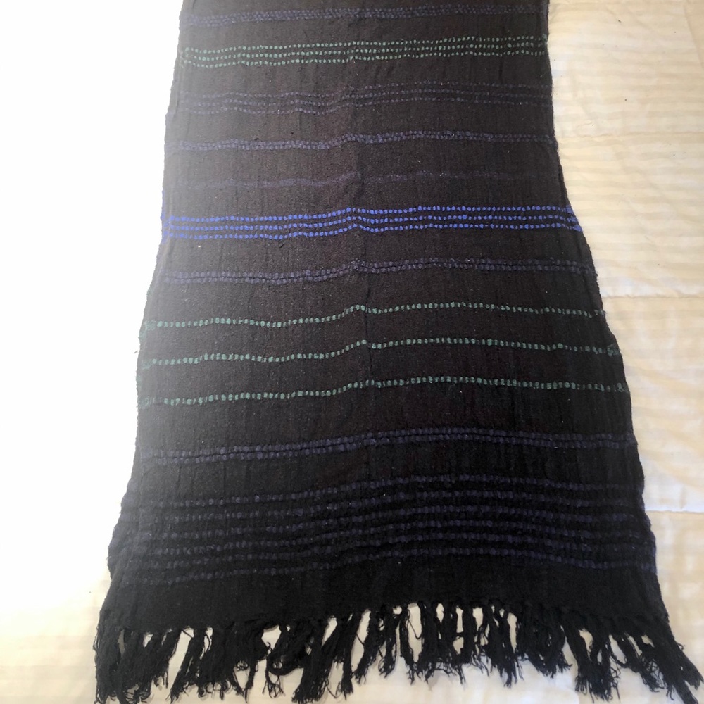 Navy Knit Handmade Scarf with Pops of Color